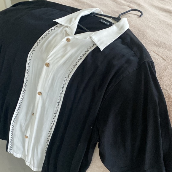 MENS GUAYABERA SHIRT , BLACK WITH WHITE STRIPE XL - Picture 6 of 10